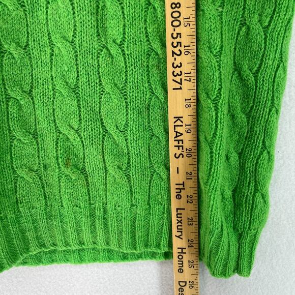 DEANS OF SCOTLAND Sweater Womens 34 Shetland Wool Cable Hand Knit Green HK VTG - Picture 13 of 14